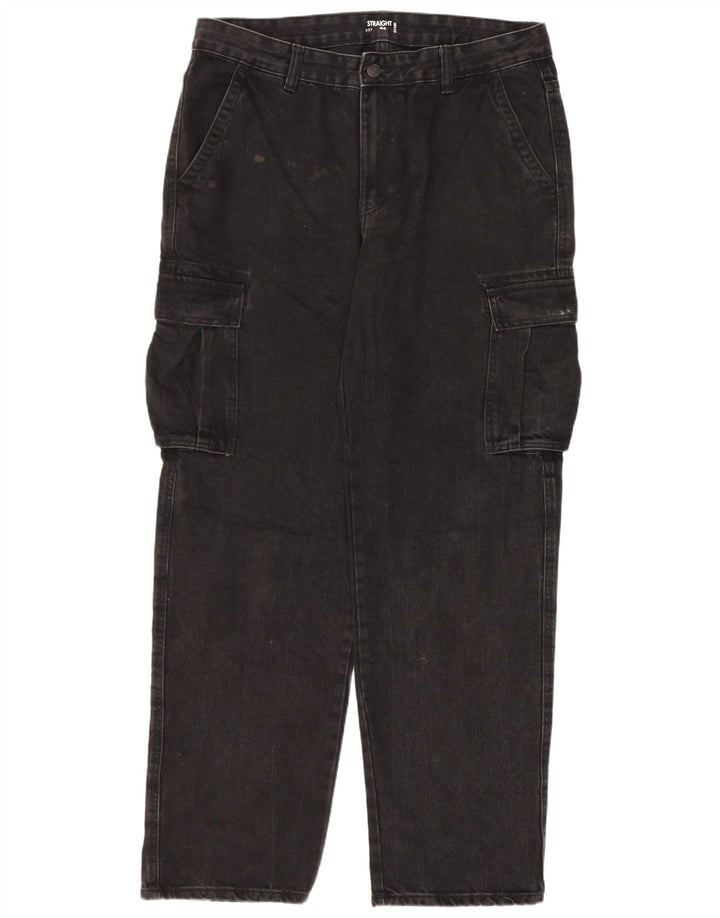 Kiabi Herren Cargo Straight Jeans IT 50 Large W34 L31 Schwarz