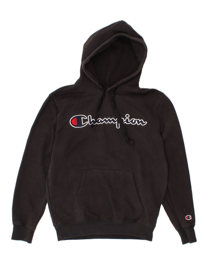 CHAMPION Mens Graphic Hoodie Jumper XS Black Vintage Champion and Second-Hand Champion from Messina Hembry 