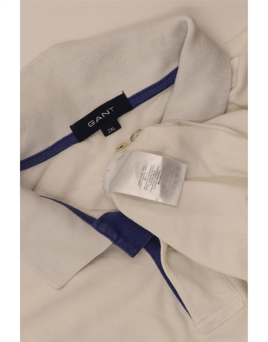 Gant Herren-Poloshirt 2XL, weiße Baumwolle, klassisch