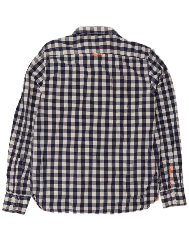 Superdry Herrenhemd 2XL, Marineblau, Gingham-Baumwolle