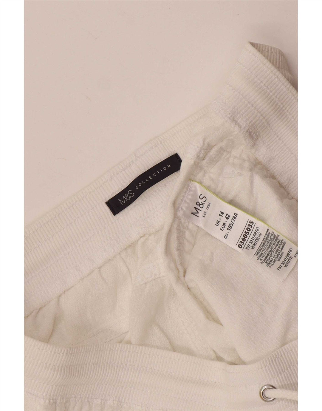 Marks & Spencer Damen Shorts UK 14 Large W32 Weißes Leinen