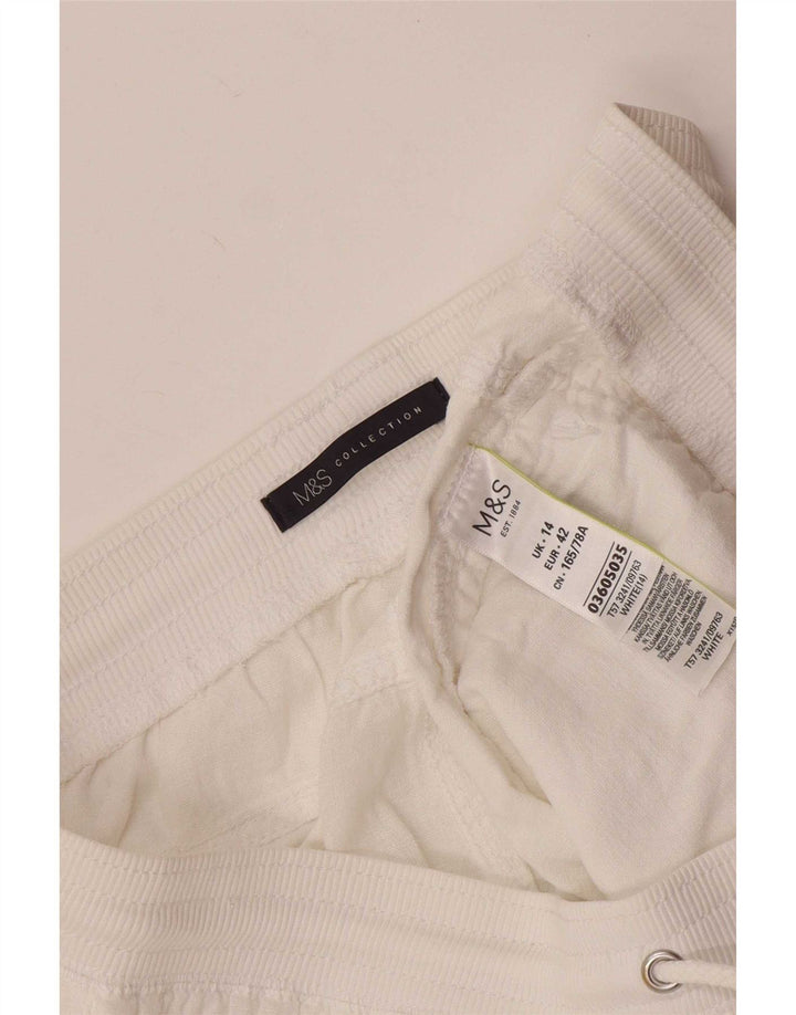 Marks & Spencer Damen Shorts UK 14 Large W32 Weißes Leinen