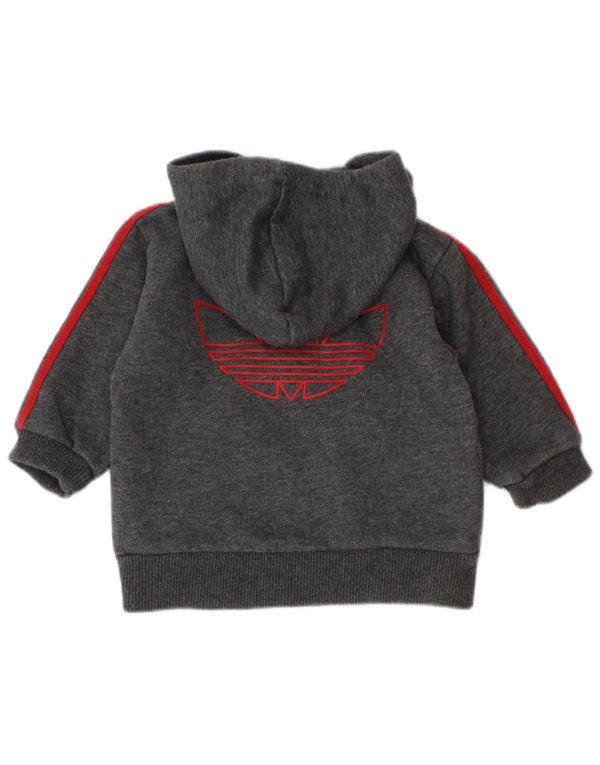 Adidas Baby-Jungen-Kapuzenpullover mit grafischem Knopfkragen, 3–6 Monate, grau gefleckt