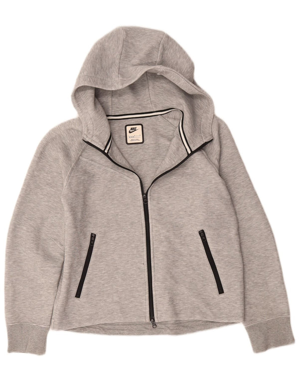 NIKE Mädchen-Kapuzenpullover mit Reißverschluss, 12–13 Jahre, groß, grau gesprenkelte Baumwolle