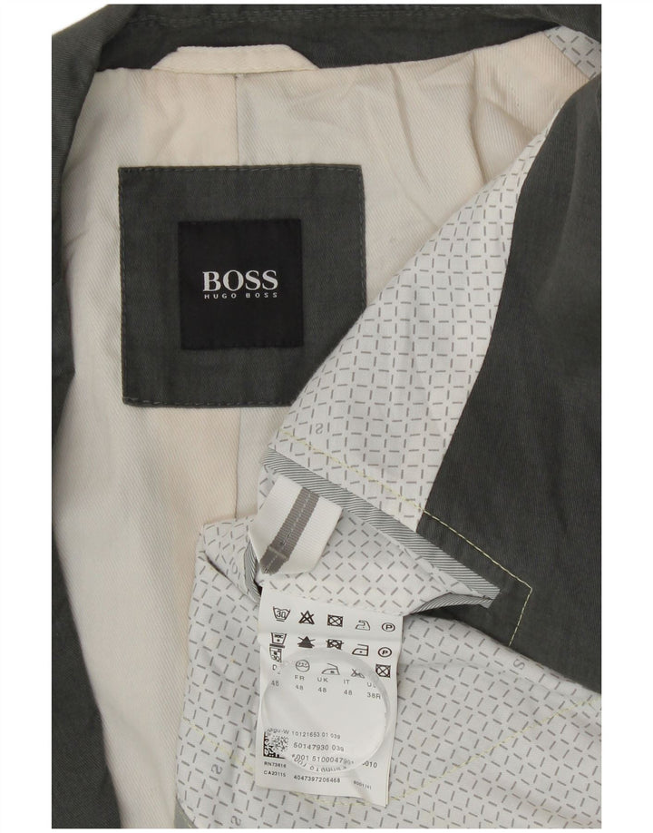 Hugo Boss Herren-Blazer mit 2 Knöpfen, EU 48, mittelgraue Baumwolle
