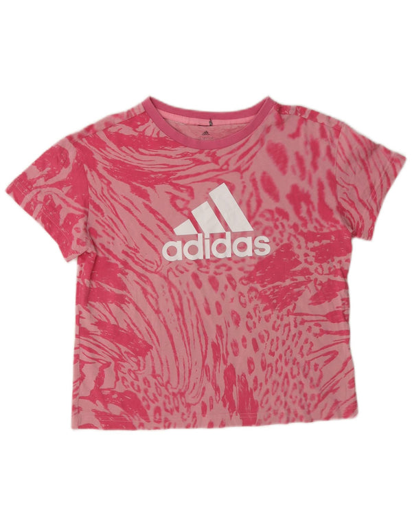 Adidas Mädchen Crop Graphic T-Shirt Top 13–14 Jahre rosa Baumwolle mit Tiermuster