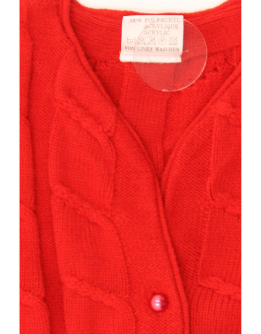Vintage Damen Cardigan Pullover UK 14/16 Mittelrot Polyacryl