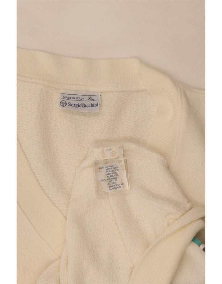 Sergio Tacchini Herren Weste Tank Top XL Weiß Geometrisches Acryl