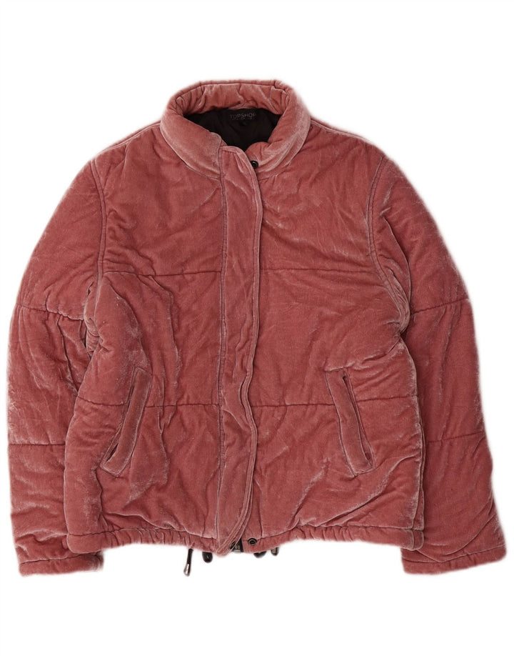 Topshop Damen Velours-Wattierungsjacke UK 12 Mittelrosa Polyester