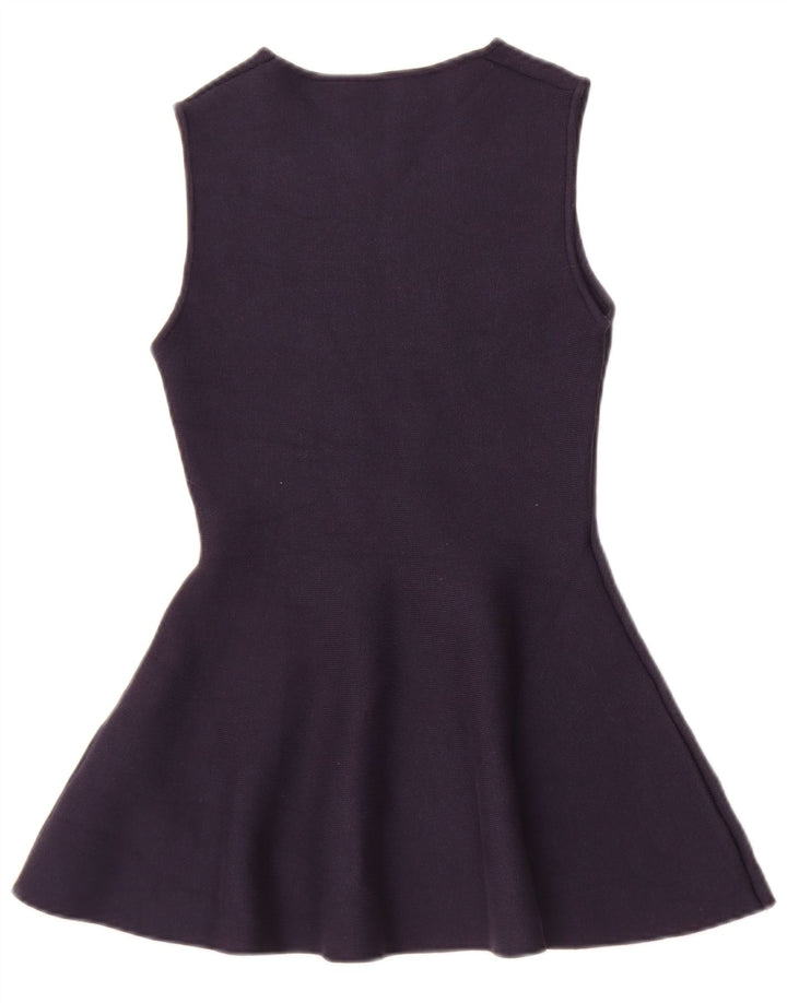 Zara Damen Übergroßes ärmelloses Tunika-Oberteil UK 10 Small Marineblaue Viskose