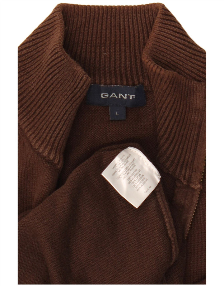 Gant Herren-Strickjacke, groß, braune Baumwolle