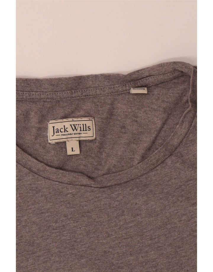 Jack Wills Herren-T-Shirt mit Grafik, Größe L, aus grauer Baumwolle