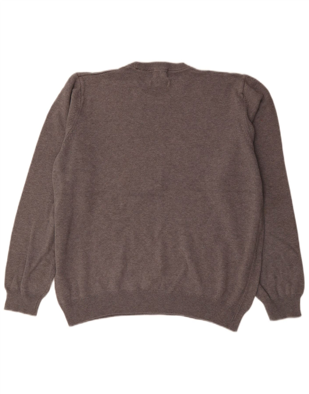Marks & Spencer Herren-Pullover mit Rundhalsausschnitt, Größe L, aus grauer Baumwolle