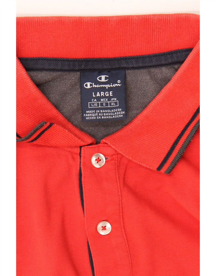 CHAMPION Mens Polo Shirt Large Red Cotton Vintage Champion and Second-Hand Champion from Messina Hembry 