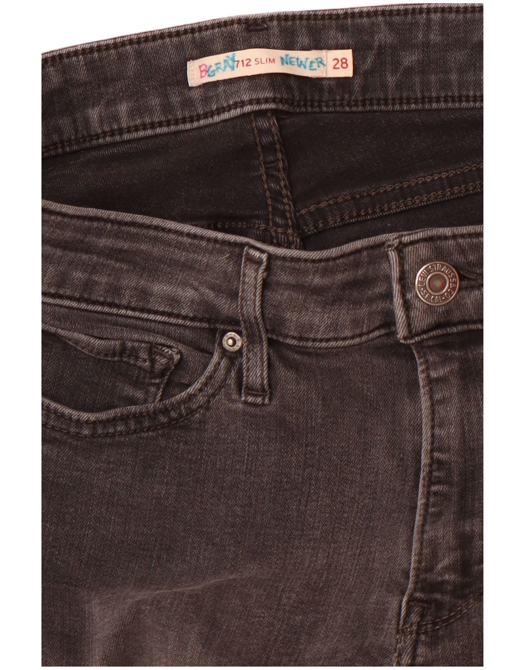 Levi's Damen 712 Slim Jeans W28 L30 Grau