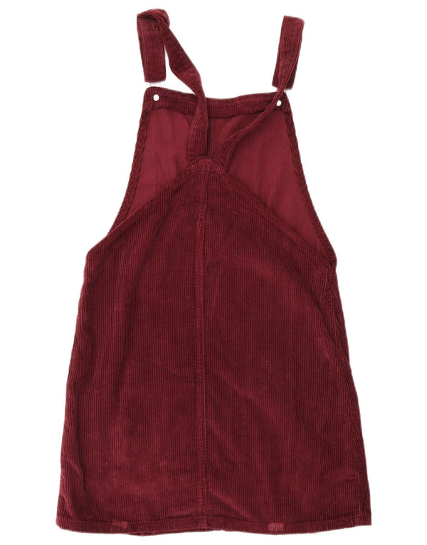 Topshop Damen-Latzkleid aus Cord, UK 6, XS, Burgunderrot, Baumwolle