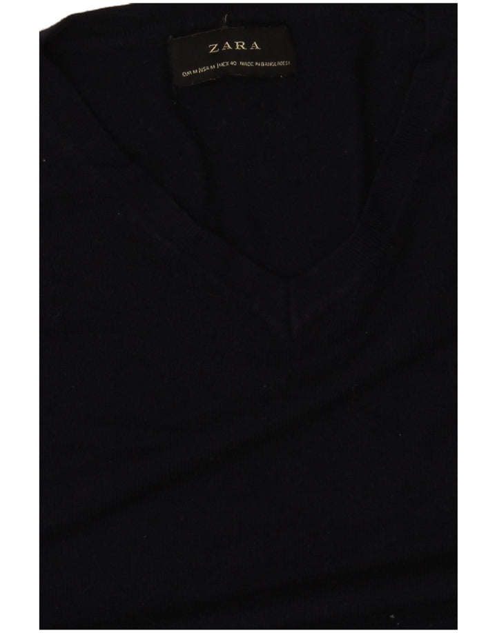 Zara Damen-Pullover mit V-Ausschnitt, Gr. 14, mittleres Marineblau