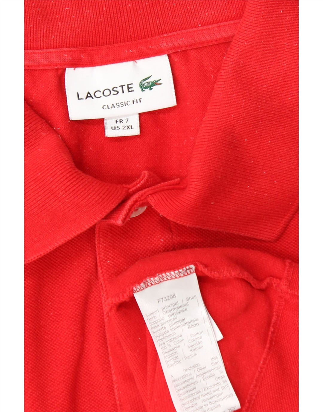 LACOSTE Herren-Poloshirt mit klassischer Passform, Größe 7 2XL, rote Baumwolle