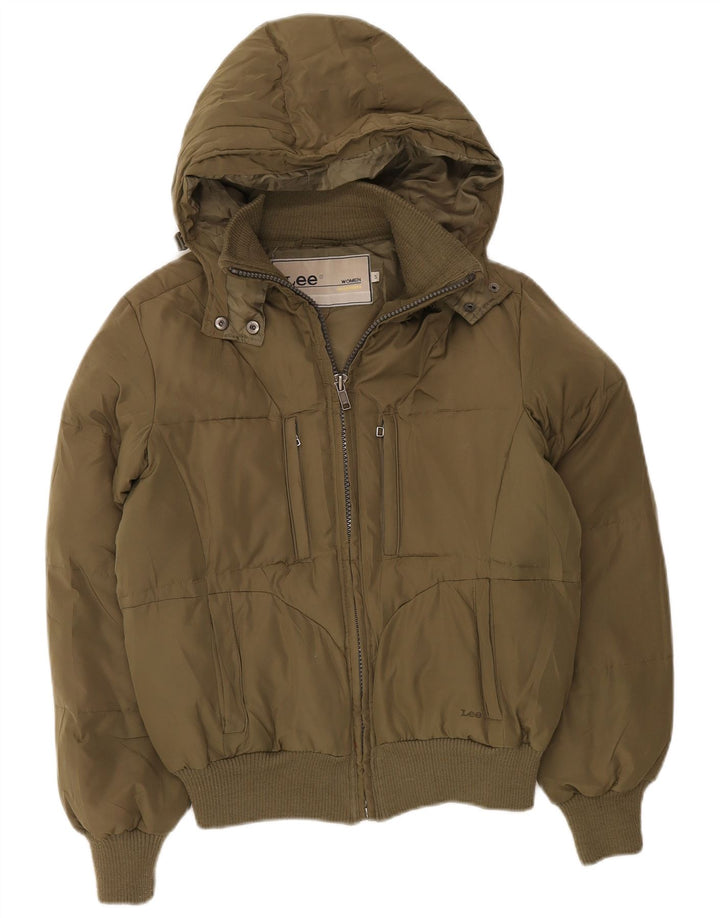 LEE Damen Übergroße, gepolsterte Jacke mit Kapuze, UK 10, Größe S, Khaki, Polyester