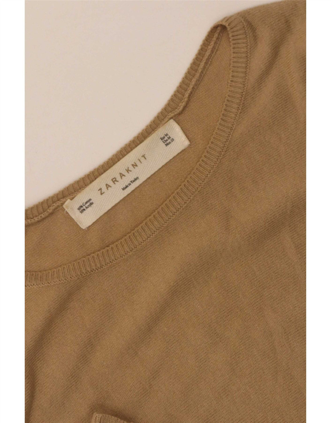 Kurzärmliger Damen-Pullover mit Rundhalsausschnitt von Zara, Gr. 14, Mittelbeige