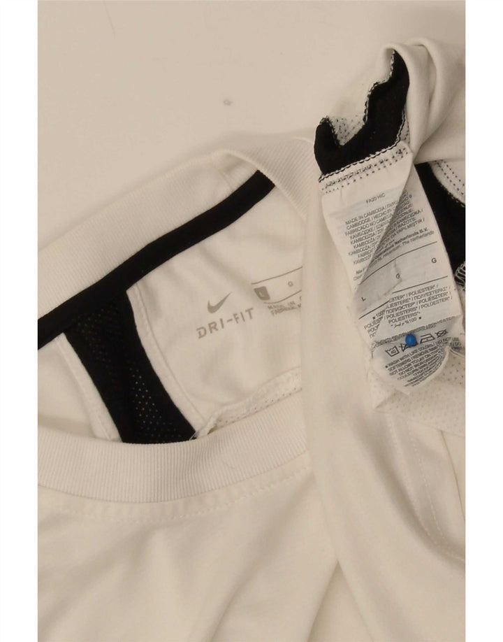 Nike Herren Dri Fit T-Shirt-Oberteil, groß, weißes Farbblock-Polyester