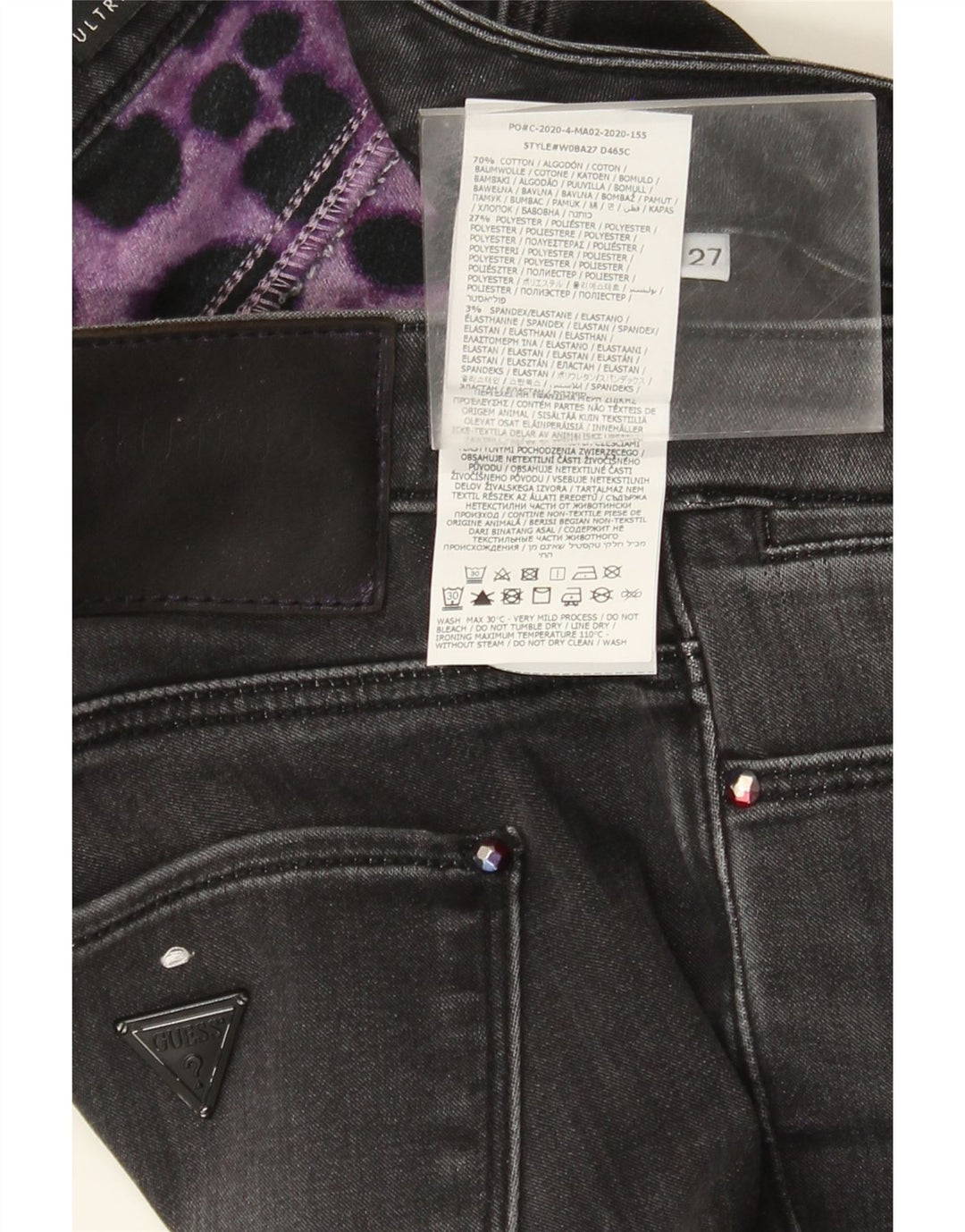 Guess Damen Skinny Jeans W27 L30 Graue Baumwolle
