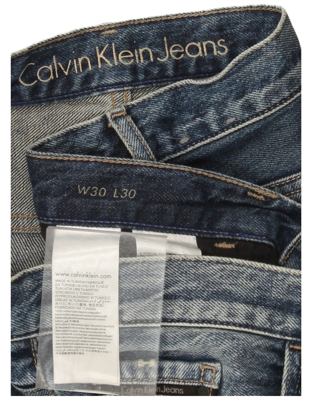 CALVIN KLEIN Herren Boyfriend Distressed Straight Jeans W30 L30 Blaue Baumwolle