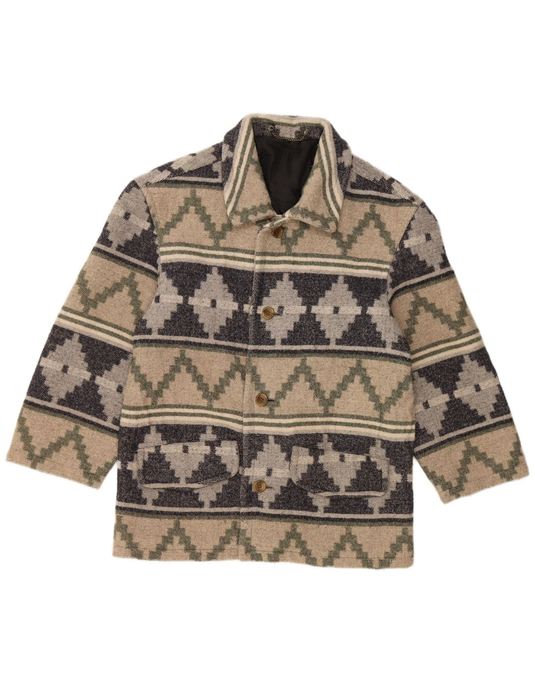 VINTAGE Herren 4-Knopf-Blazerjacke UK 38 Mittelbeige Fair Isle