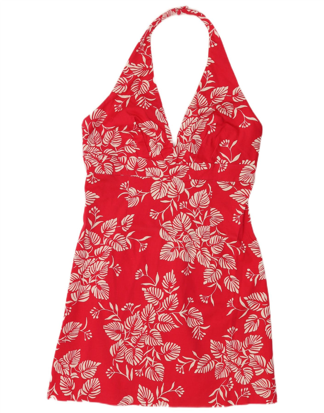 WAREHOUSE Neckholder-Kleid für Damen, UK 46, Größe L, rot, geblümt, Baumwolle