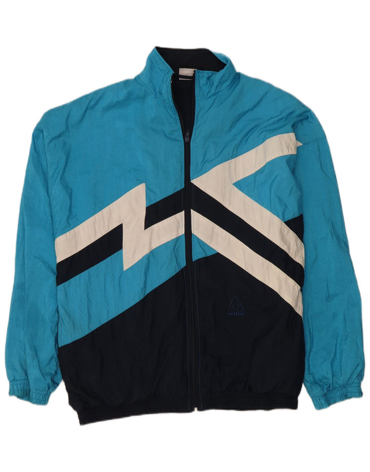 ACTIVE Mens Tracksuit Top Jacket 2XL Blue Colourblock Polyamide