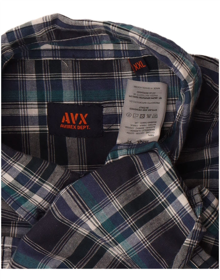 Avirex Herren Kurzarmhemd 2XL Marineblau kariert Baumwolle