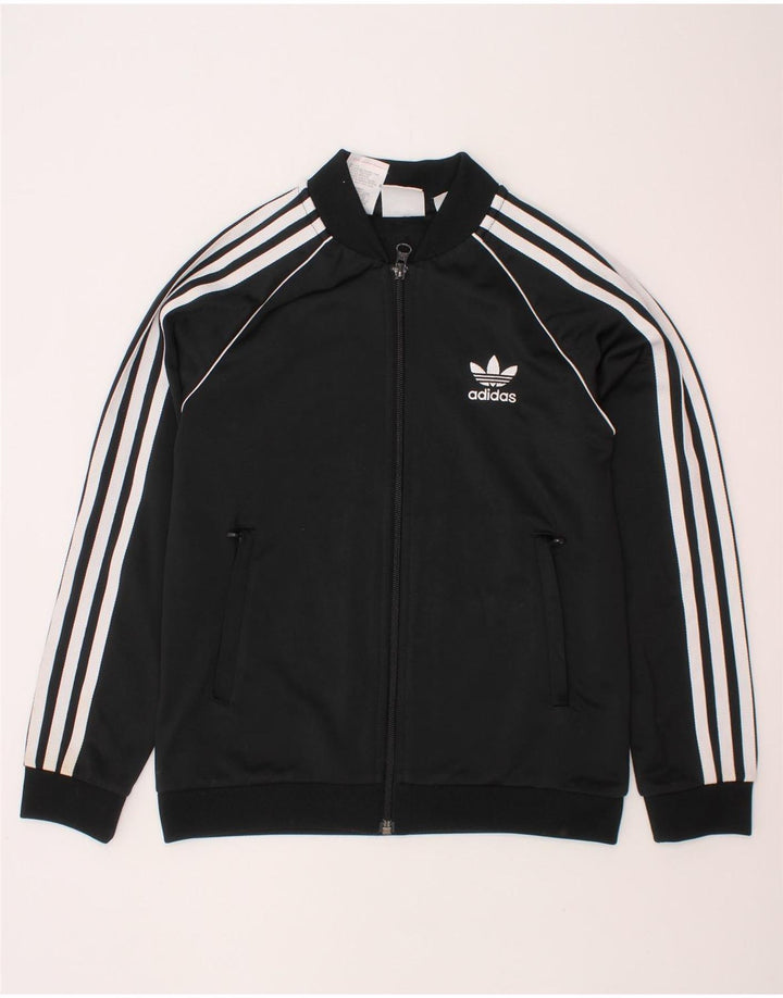 ADIDAS Jungen-Trainingsanzug-Top-Jacke, 9–10 Jahre, schwarzes Polyester