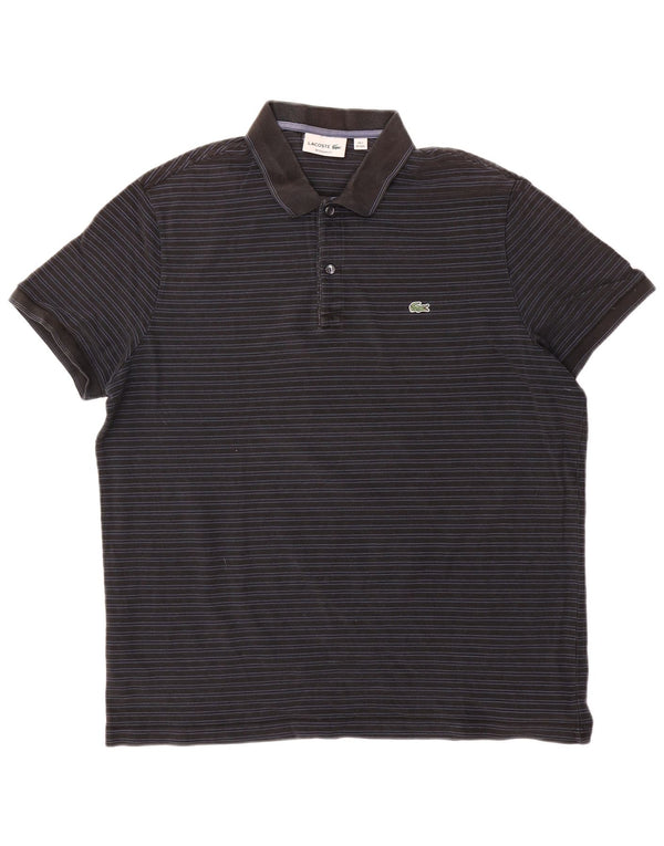 Lacoste Mens Regular Fit Polo Shirt Size 7 2XL Black Pinstripe Cotton