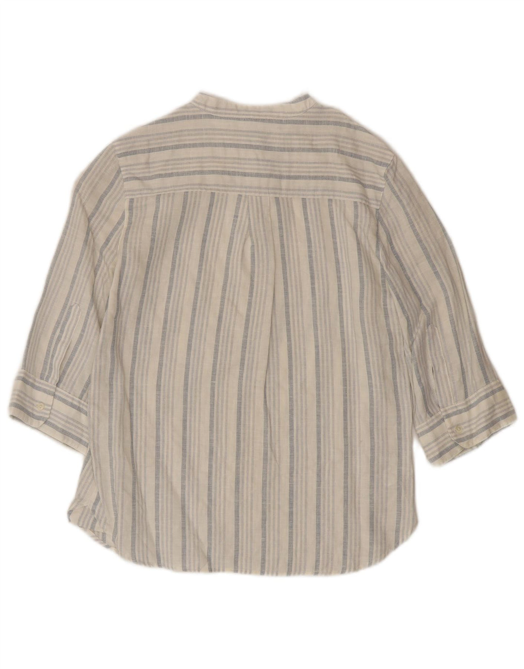 Benetton Damen 3/4-Ärmel-Pullover-Hemdbluse UK 6 XS Weiß gestreift