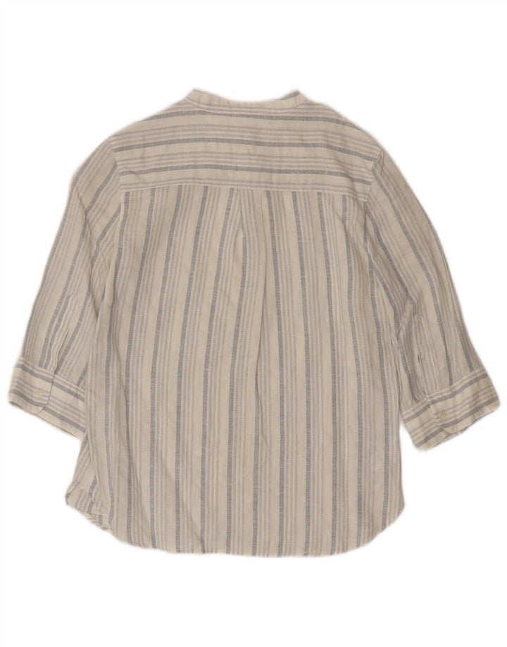 Benetton Damen 3/4-Ärmel-Pullover-Hemdbluse UK 6 XS Weiß gestreift
