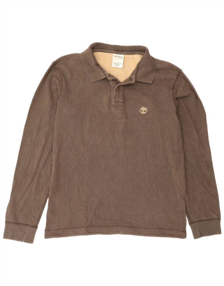 Timberland Herren Langarm-Rugby-Poloshirt mit normaler Passform Mittelbraun