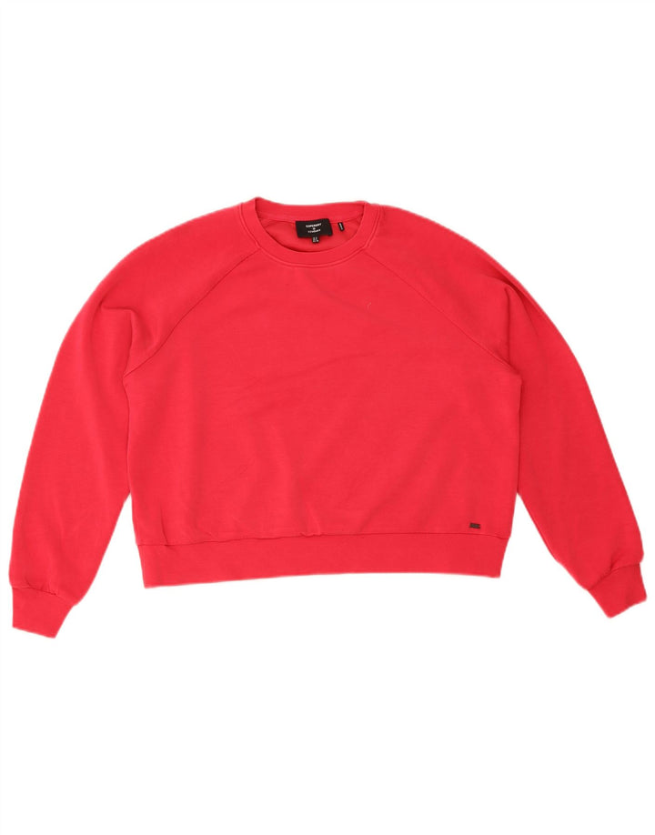 Superdry Damen Crop Oversized Sweatshirt Pullover UK 8 Small Rot Polyester