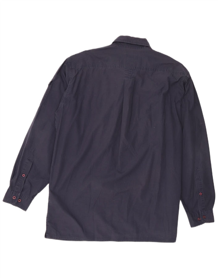 Marlboro Classics Herren-Militärhemd XL aus marineblauer Baumwolle