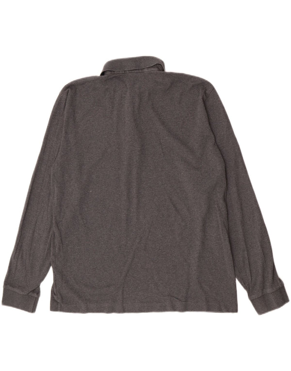 Hugo Boss Herren-Langarm-Poloshirt, große graue Baumwolle