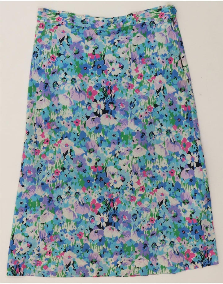 VINTAGE Womens A-Line Skirt W30 Medium Blue Floral Vintage Vintage and Second-Hand Vintage from Messina Hembry 