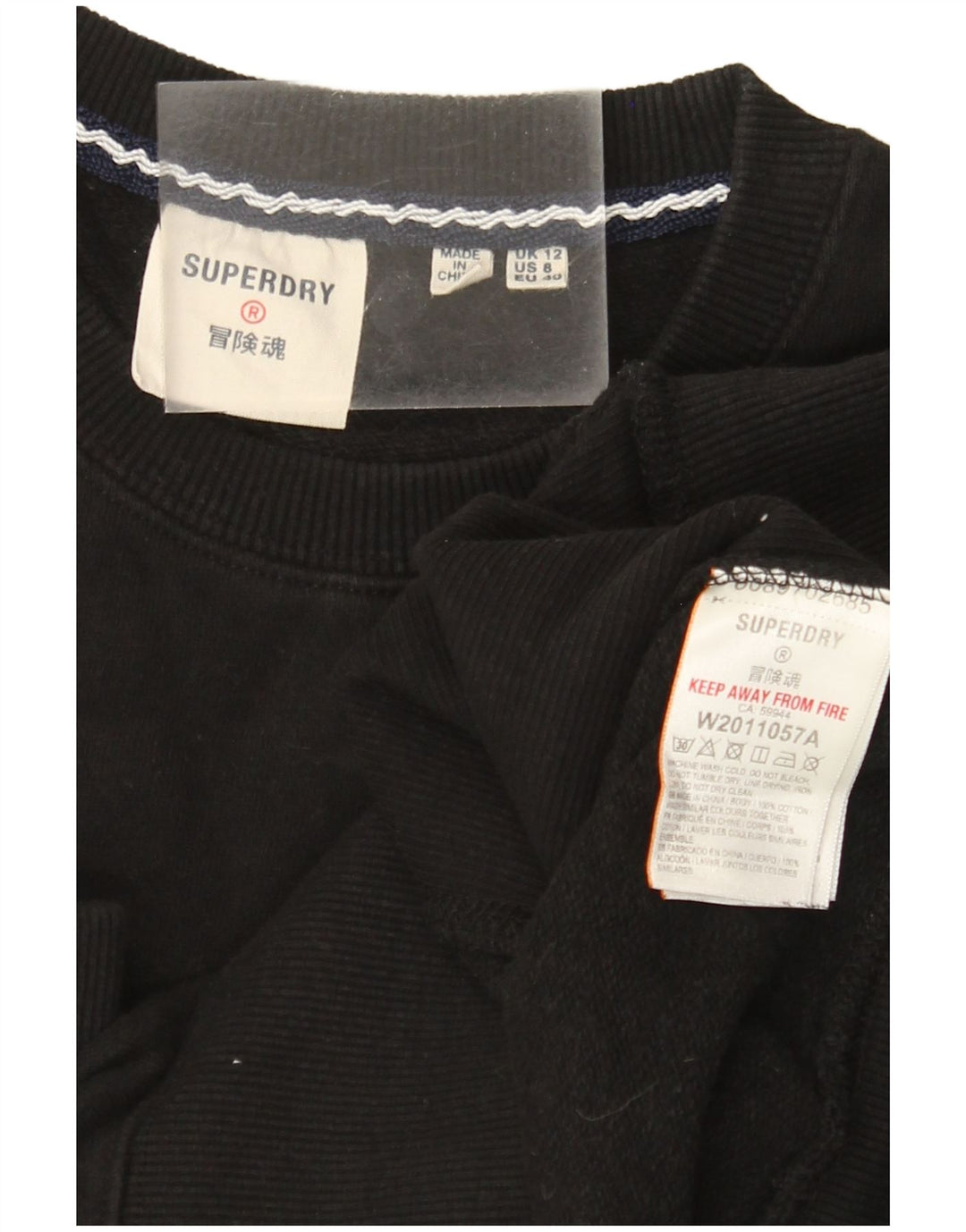Superdry Grafik-Sweatshirt-Pullover für Damen, UK 12, Mittelschwarz, Farbblock
