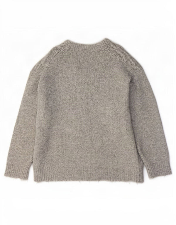 Zara Damen-Pullover, übergroß, U-Boot-Ausschnitt, Gr. 10, Small, Grau, Acryl
