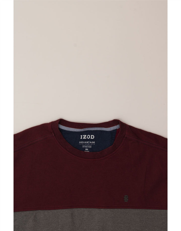 IZOD Herren-Stretch-Sweatshirt-Pullover 2XL Graues Colourblock-Polyester