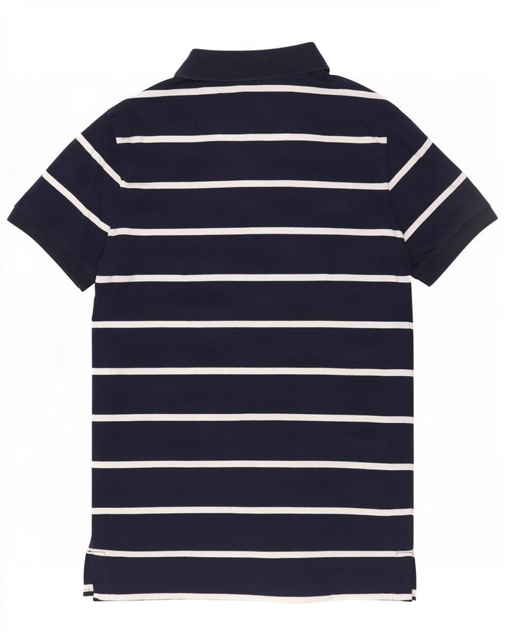 Superdry Herren-Poloshirt aus mittelblauer, gestreifter Baumwolle
