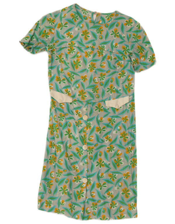Vintage Damen Etuikleid UK 10 Klein grün geblümt