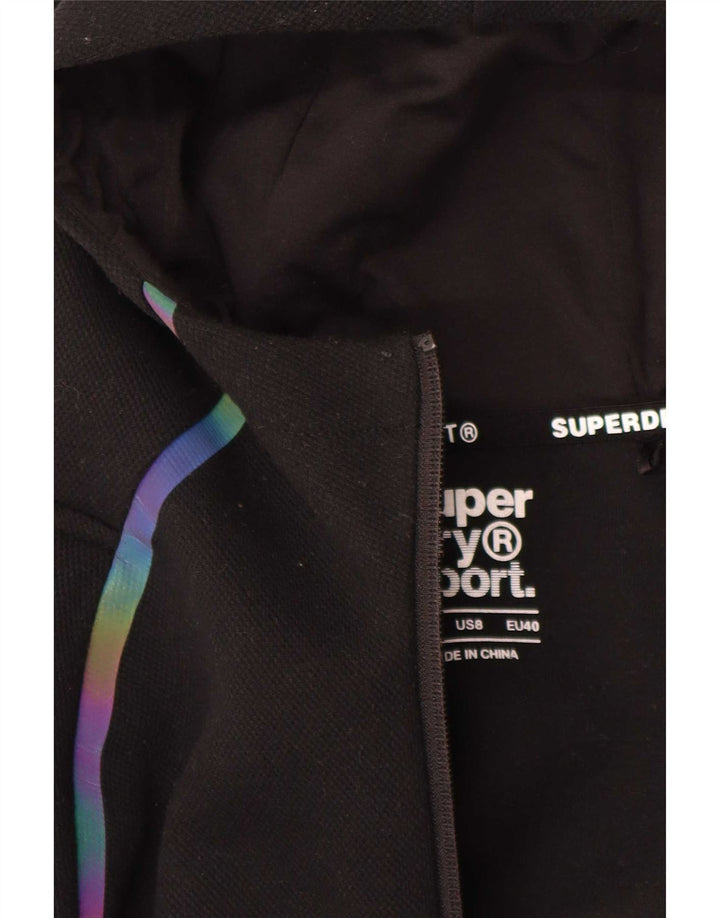 Superdry Damen-Kapuzenpullover mit grafischem Reißverschluss, UK 12, Mittelschwarz, Polyester