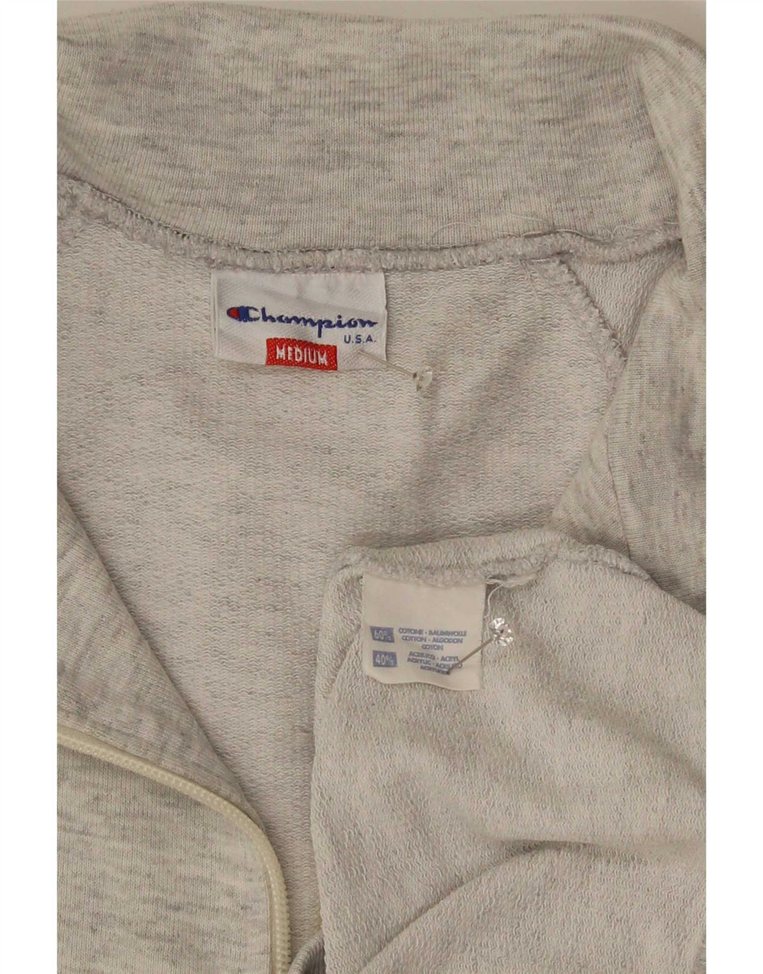 Champion Herren-Sweatshirt mit grafischem Reißverschluss, Mittelgrau, Farbblock