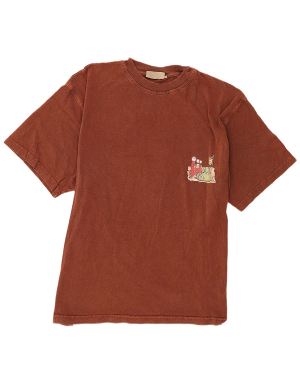 Weird Fish Herren Grafik T-Shirt Top XL Braun Baumwolle