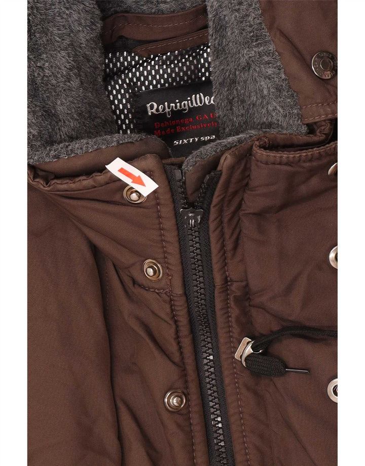 Refrigiwear Herren-Windbreakerjacke mit Kapuze, UK 38, Mittelbraun, Polyamid