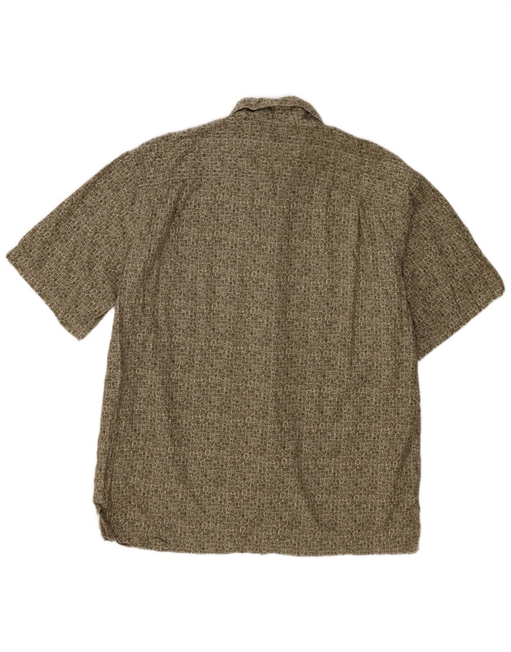 L.L.Bean Herren-Kurzarmhemd aus mittlerer Khaki-geometrischer Baumwolle